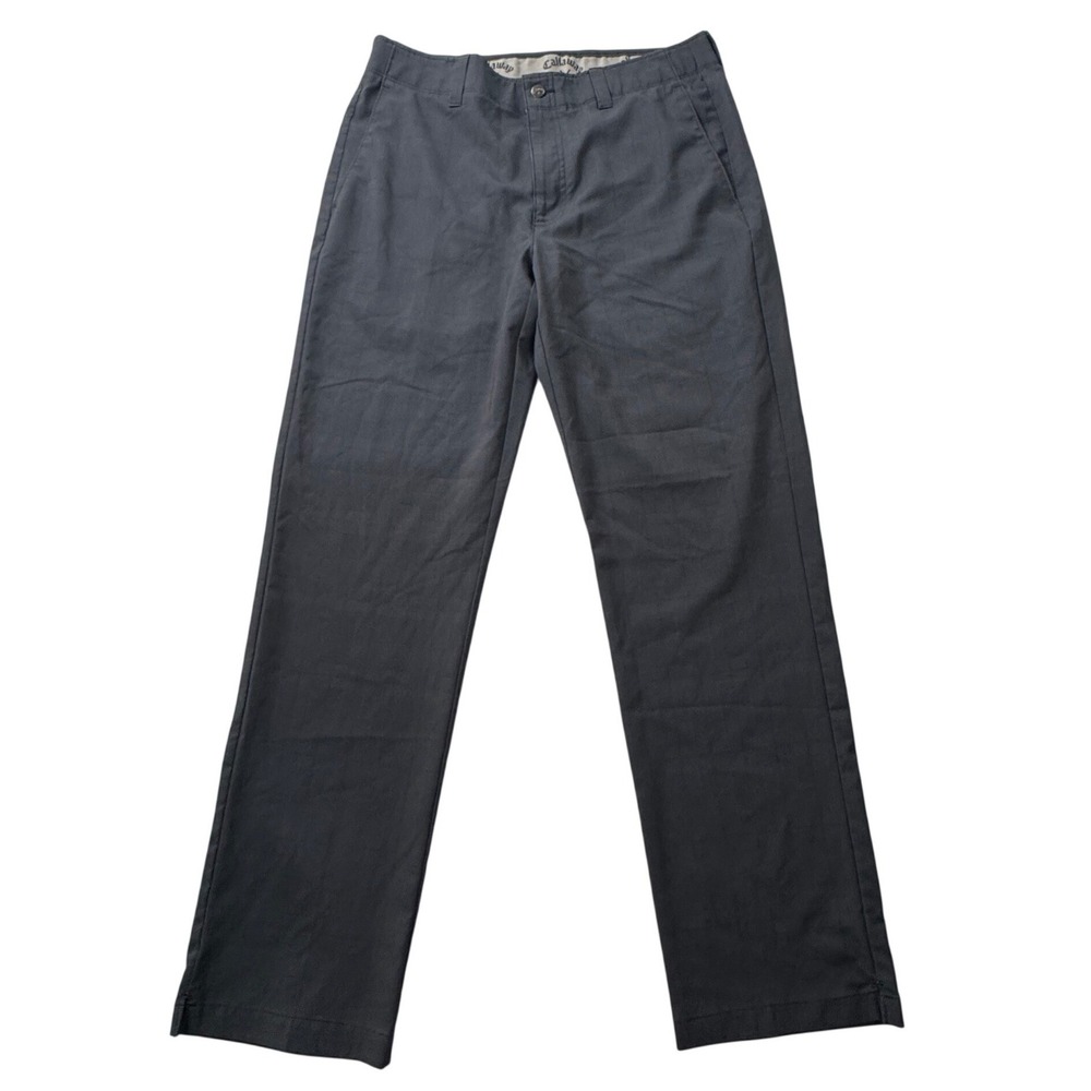 Callaway Mens Golf Pant Dark Grey 34x32 Plaid Straight Leg Flat Front Activewear